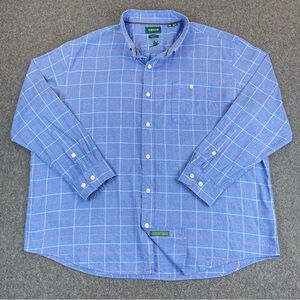 Orvis Plaid Flannel Shirt Mens XXL Blue Country Twill Classic Fit Long Sleeve